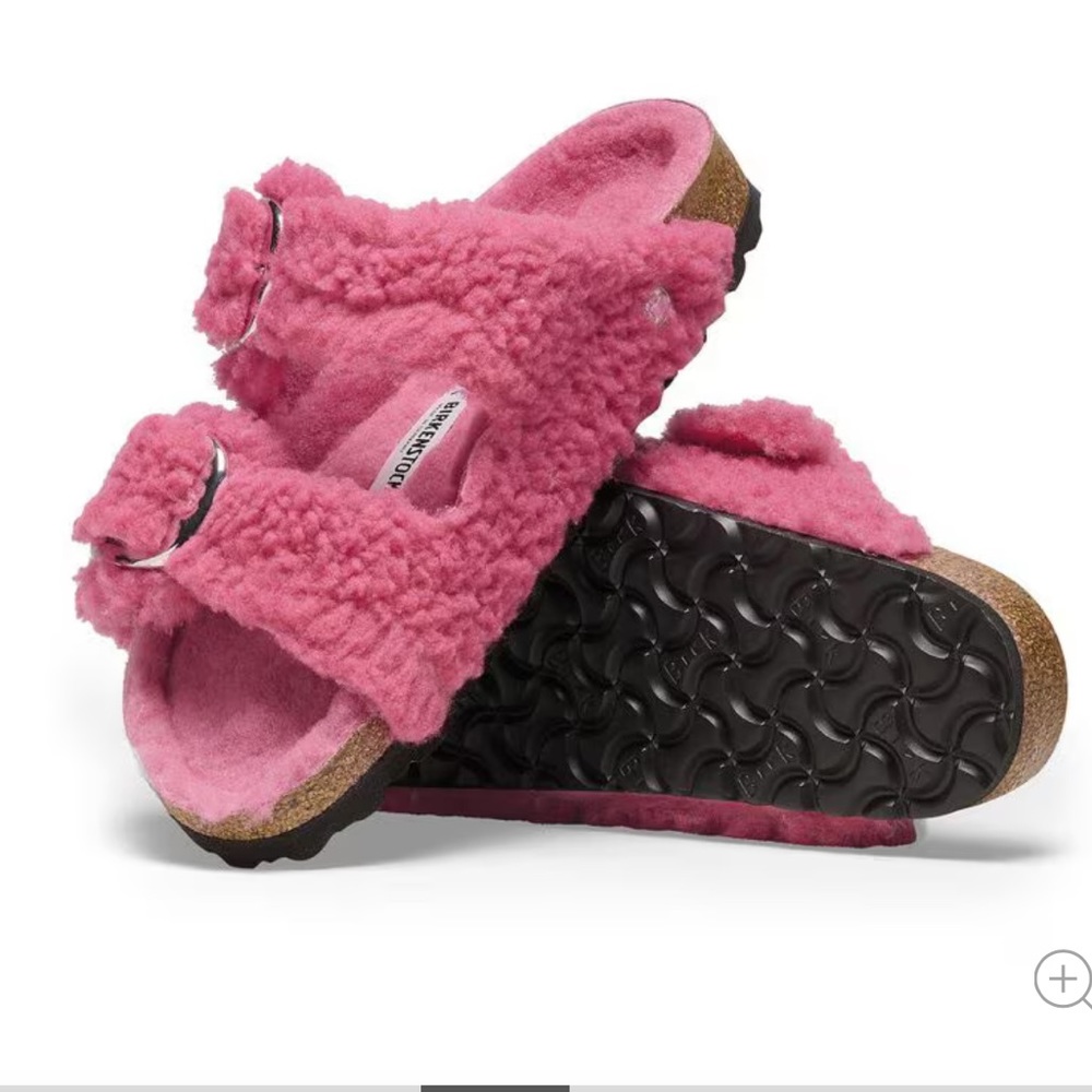 Fuzzy pink birkenstocks